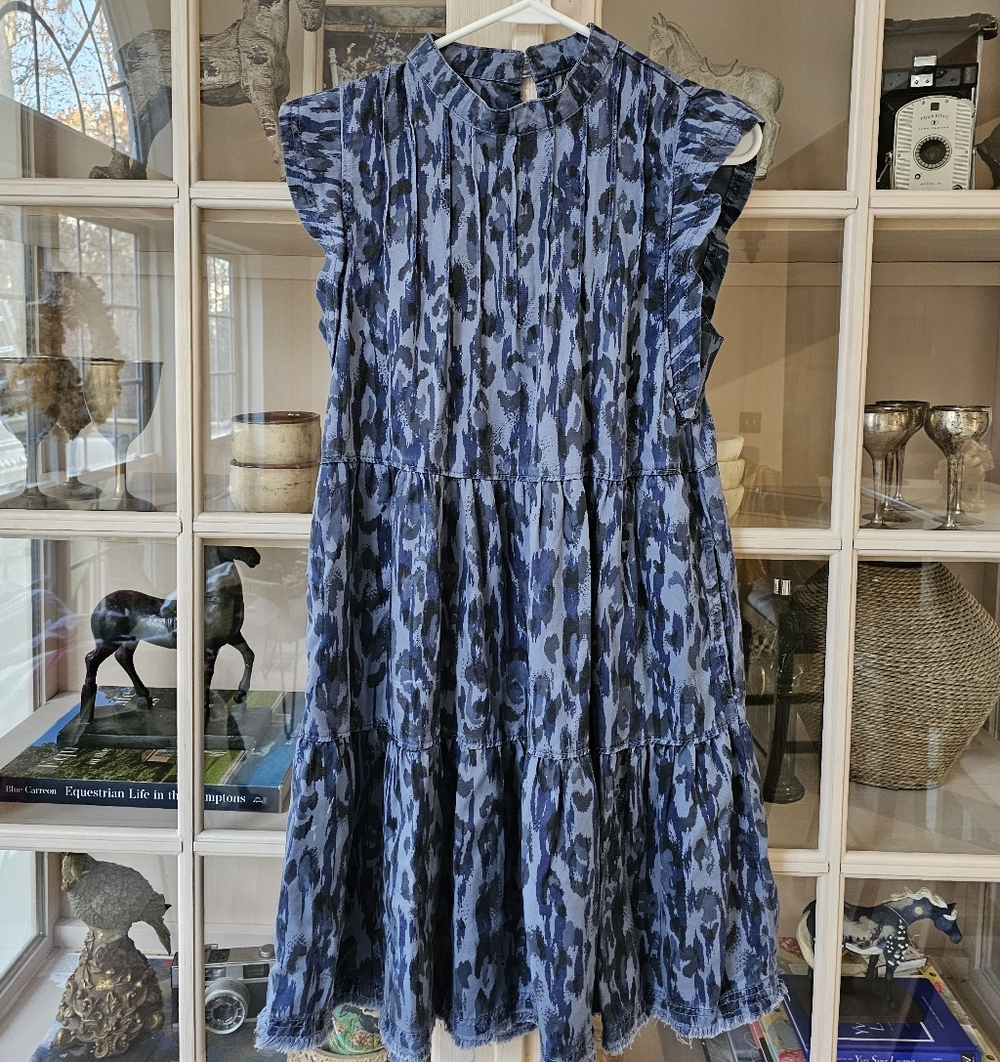 Anthropologie Jenee Tiered Tunic Dress Printed Chambray - Picture 4 of 9